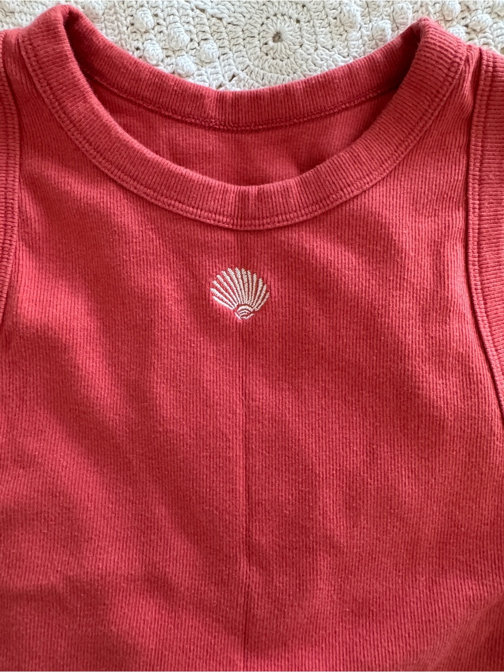 a new day Red Ribbed Tank with Shell Charm - Picture 2 of 4